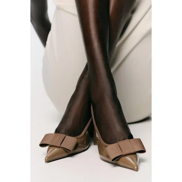 ZARA BOW SLINGBACK HEELS - Picture 4 of 7